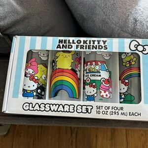 HELLLO KITTY GLASSWARE SET set of 4 and matching shot glasses set of 4 also